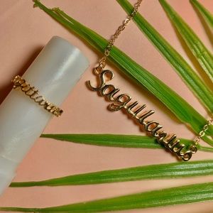 Sagittarius zodiac sign necklace and ring set